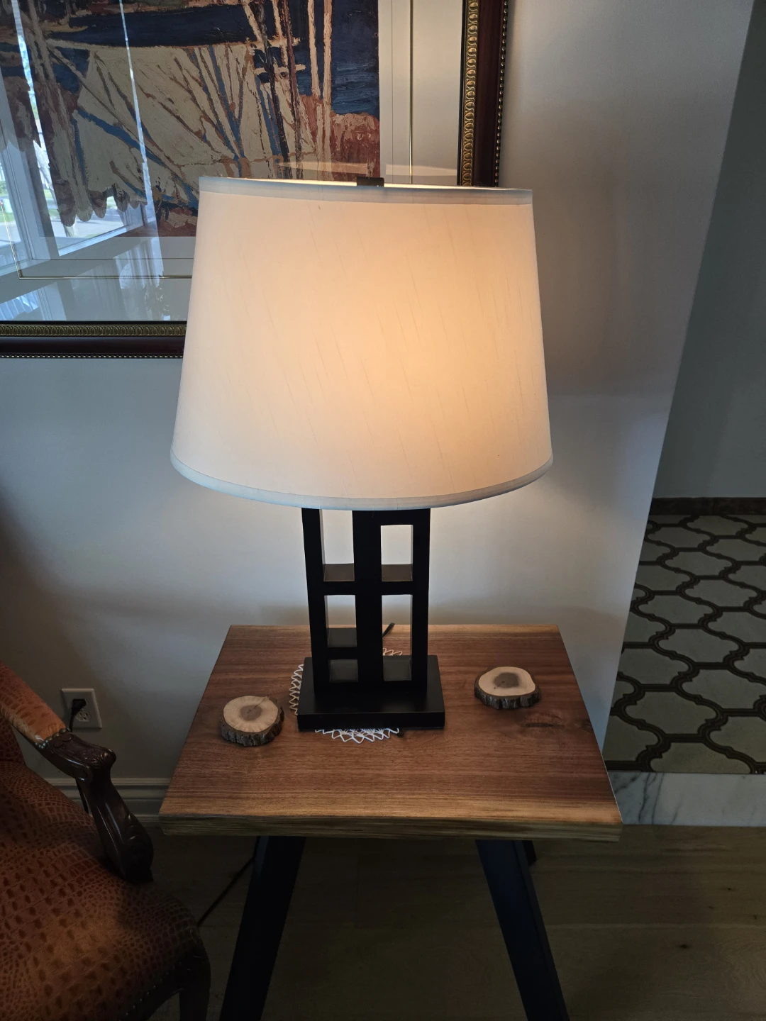 Pair ( Two) Black Modern Table Lamps.$45 For Two Lamps.