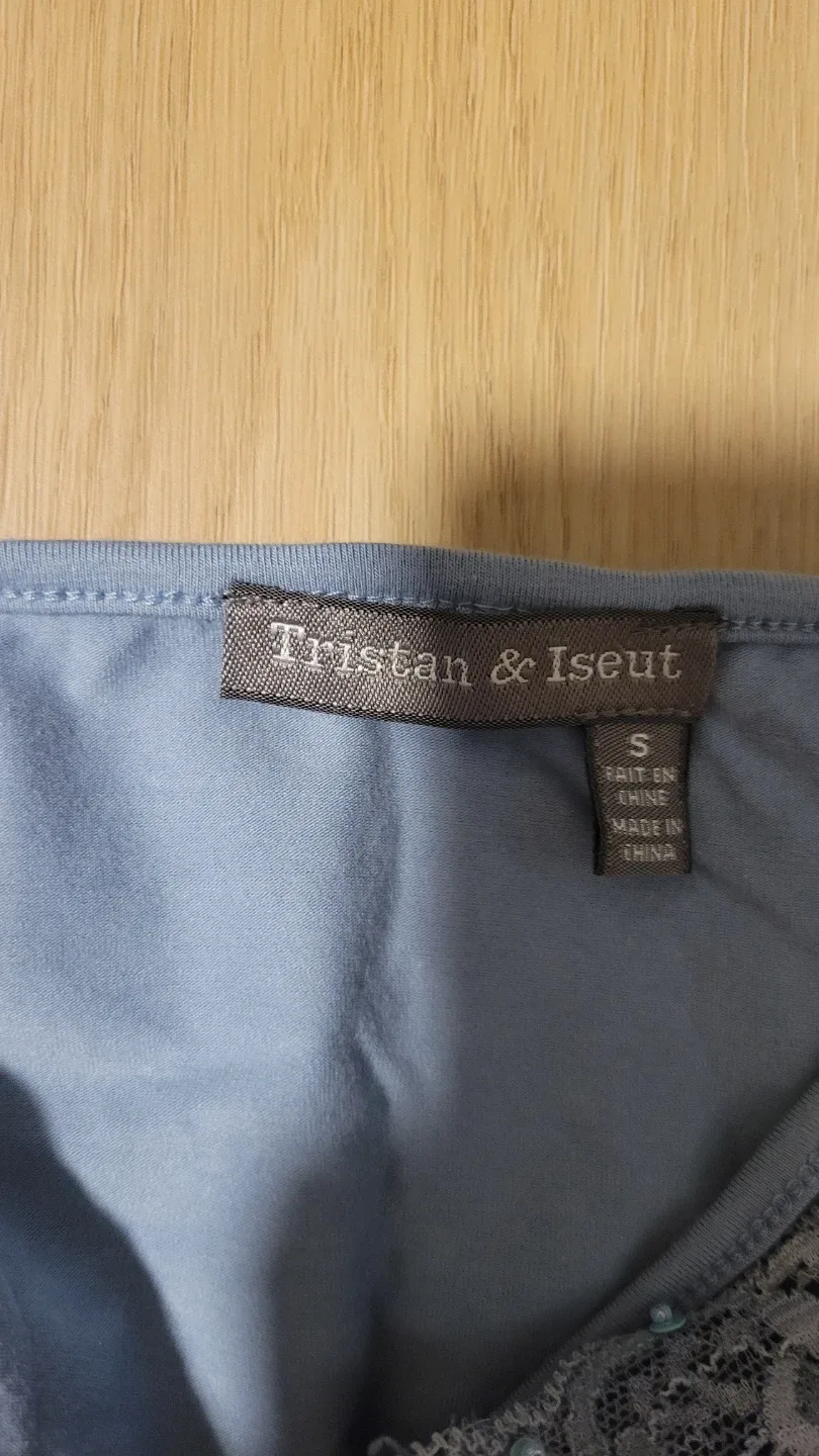 Tristan & Iseut Blue Lace Trim Cami - Size S - photo 4