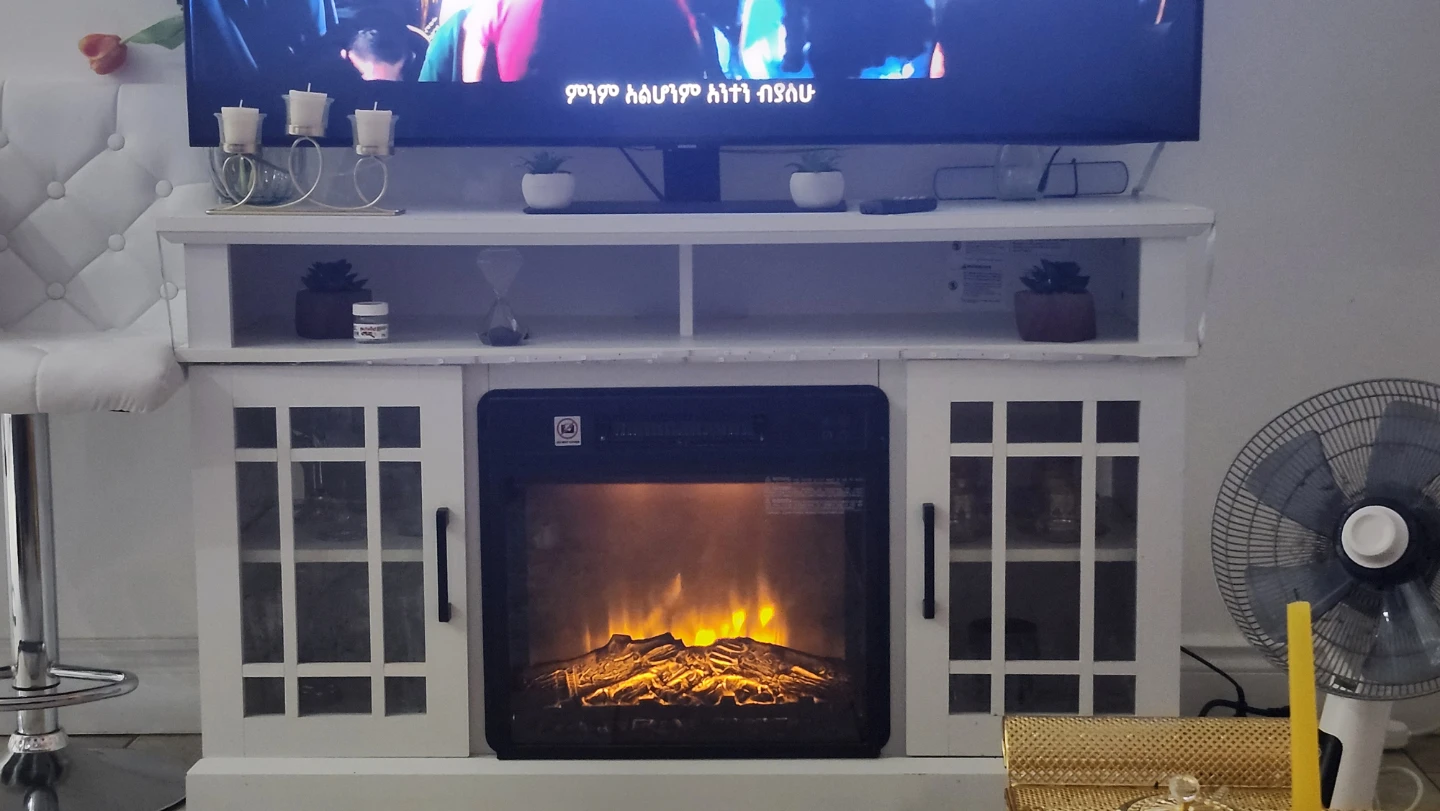 White Electric Fireplace Media Console - photo 2