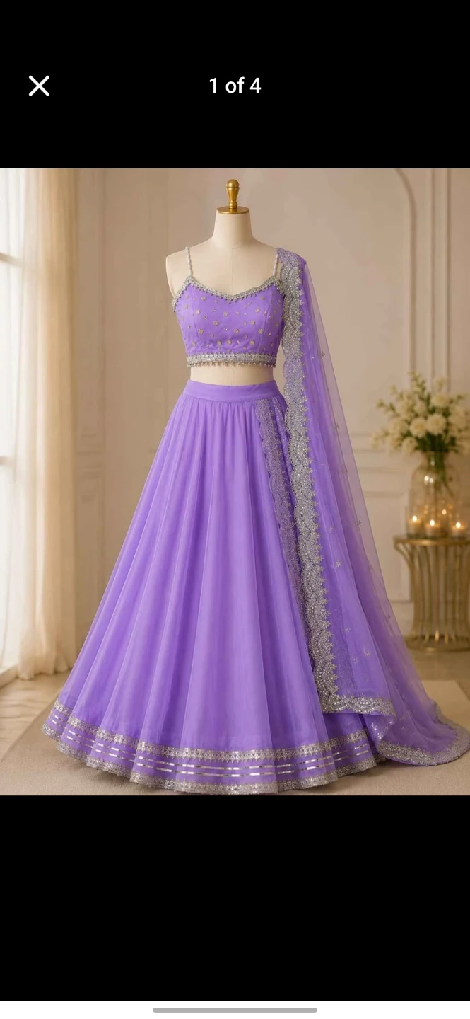 Purple Lehenga Choli with Embellished Dupatta