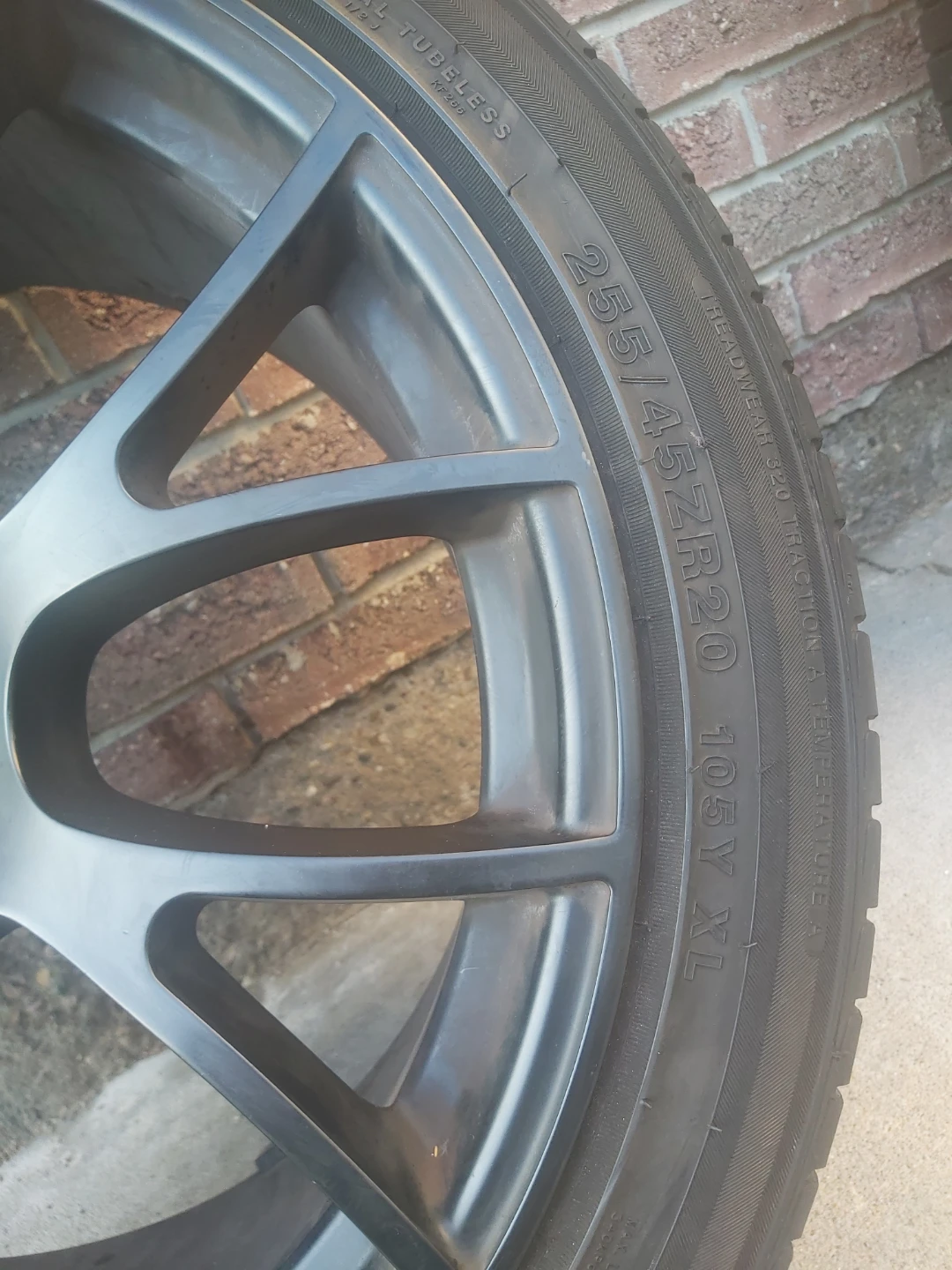 Set of 4 Matte Black 20-inch Rims and Tires - photo 2