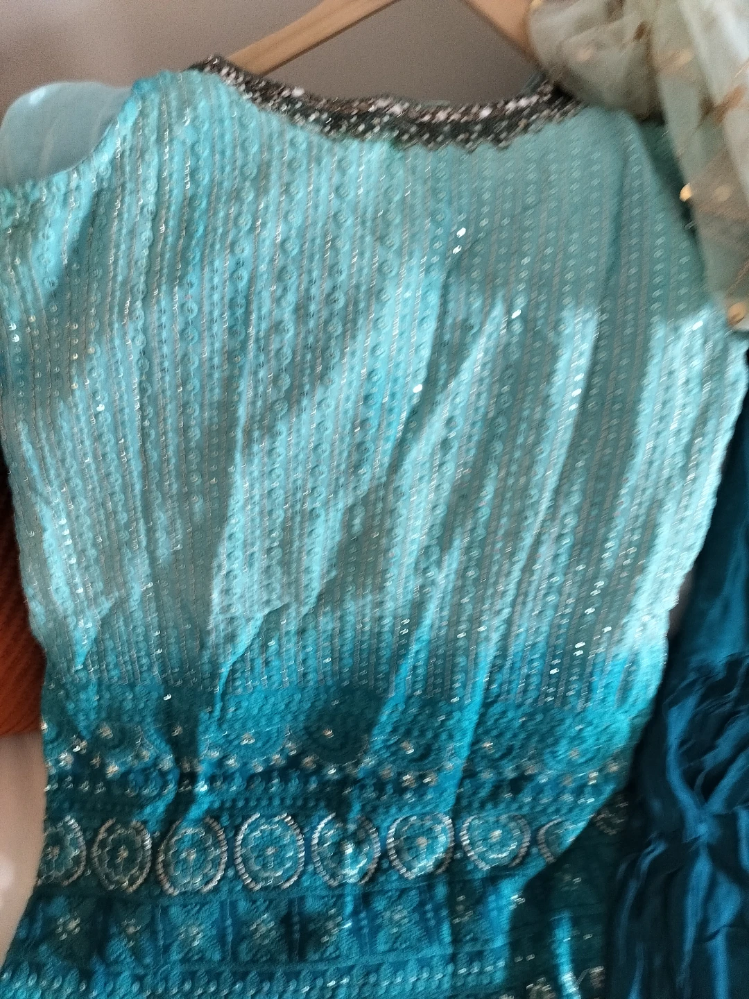 Teal Embellished Kurti with Dupatta - photo 3
