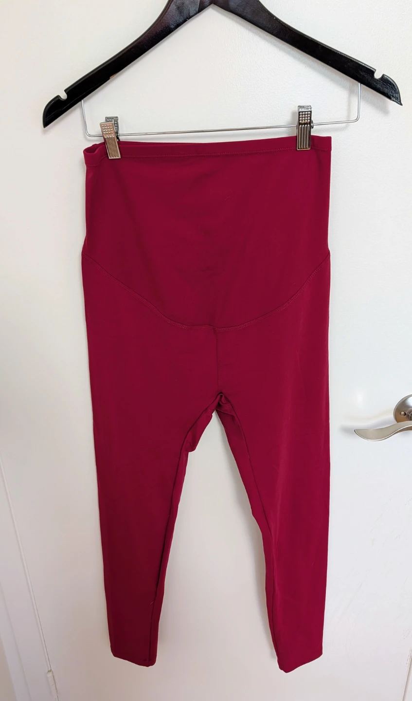 Maroon-Red Maternity Leggings - Women's Size Medium