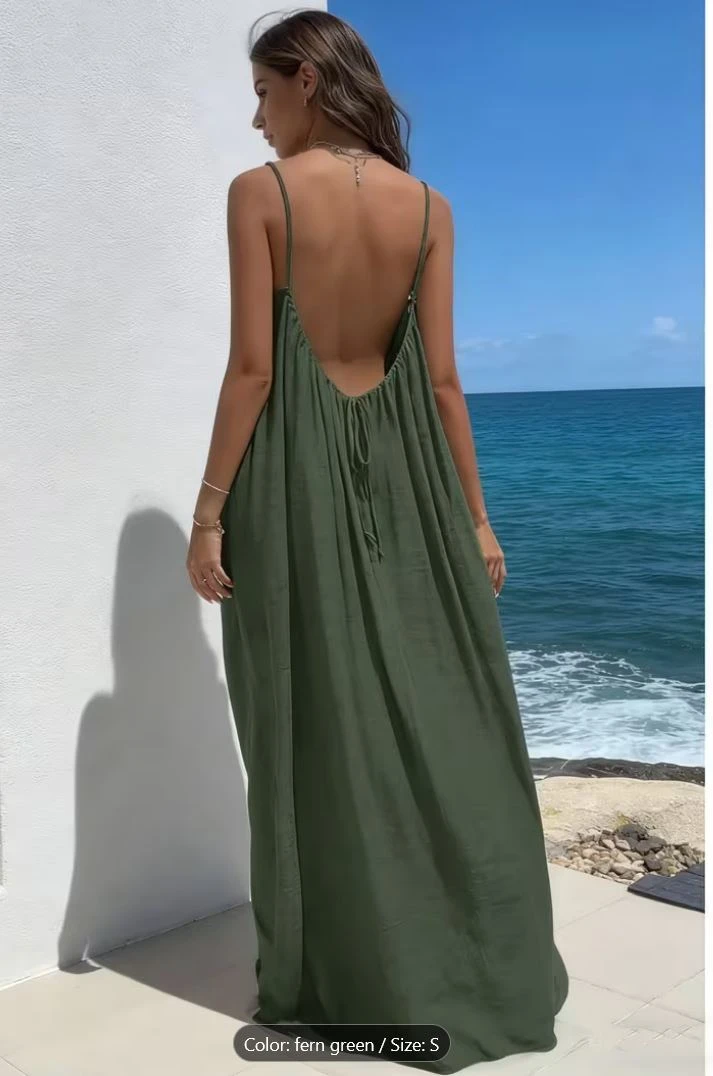 NEW Backless Cami Dress for Women - Army Green - size 2XL - photo 2