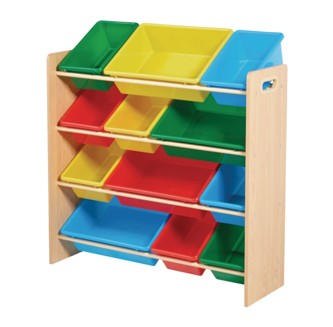 For Living Kids 12-Bin Bedroom/Playroom Toy Storage Organizer