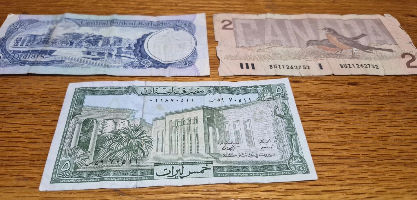 Collection of Foreign Banknotes - Canada, Barbados, Lebanon