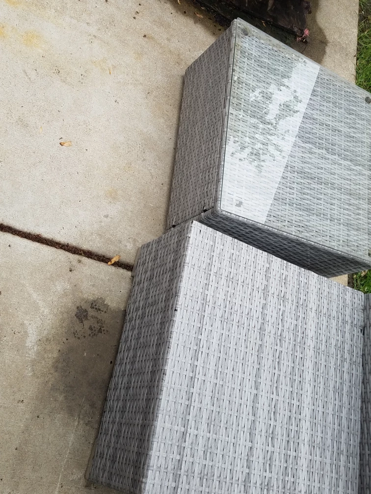 Grey Rattan Wicker Outdoor Chair and Side Table Set - photo 3