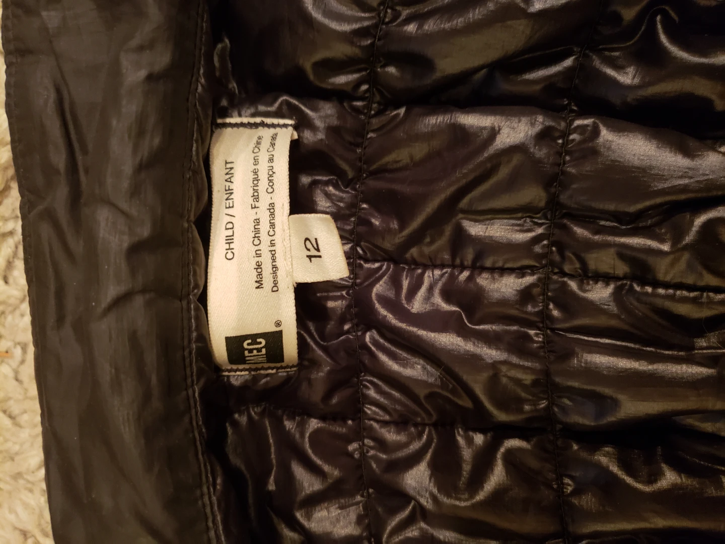 MEC Puffy Jacket - Child Size 12 - Black - photo 2