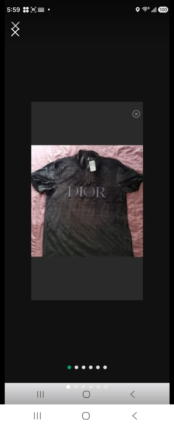 Dior Black Velour Zip Polo Shirt XL