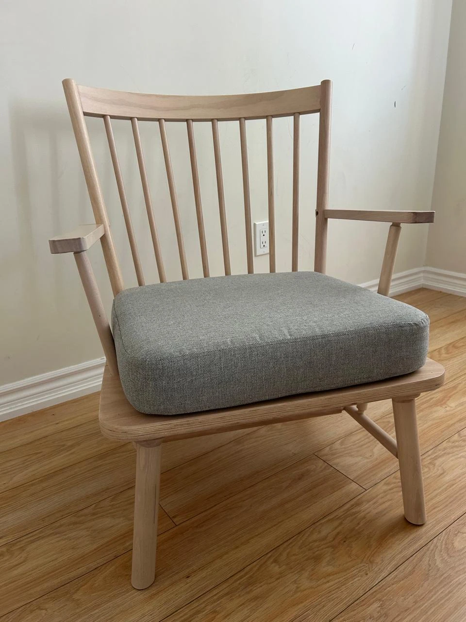 IKEA - Wooden Armchair with Grey Cushion - photo 3