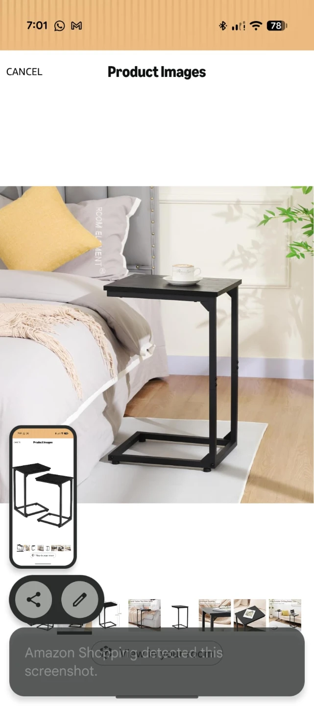 Black C-Shape Couch Table