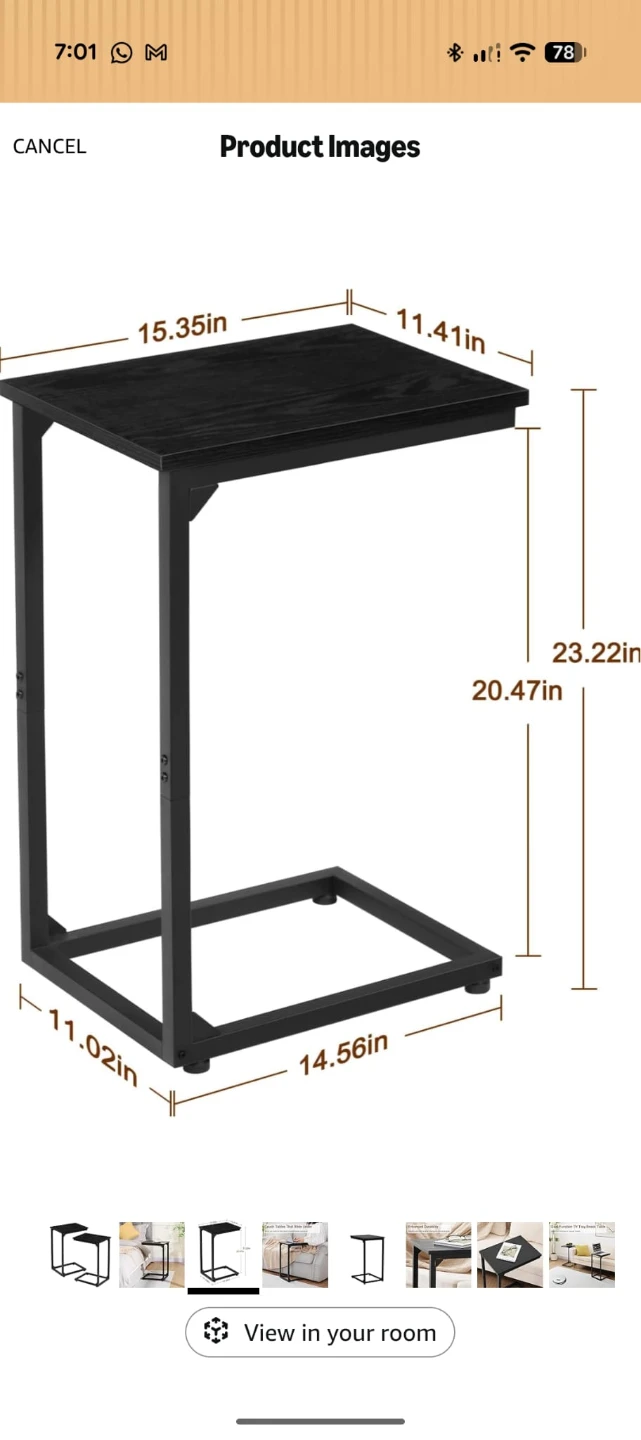 Black C-Shape Couch Table - photo 2