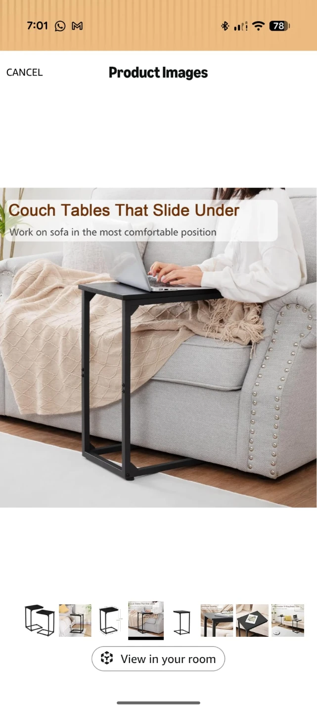 Black C-Shape Couch Table - photo 4