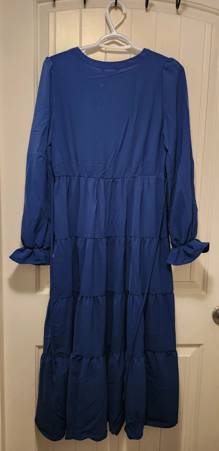 Pretty Garden Blue Tiered Midi Dress Size S - photo 3