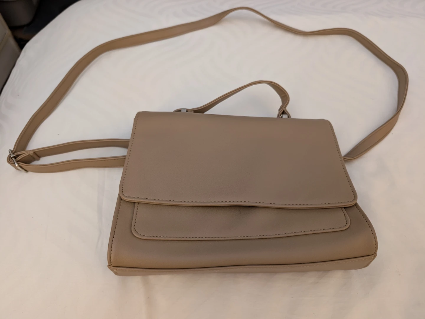 Tan Faux Leather Crossbody Purse