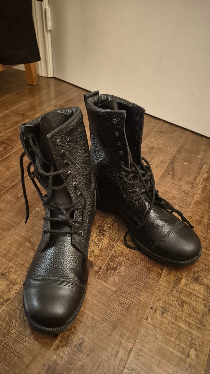 Black Leather Lace-Up Boots
