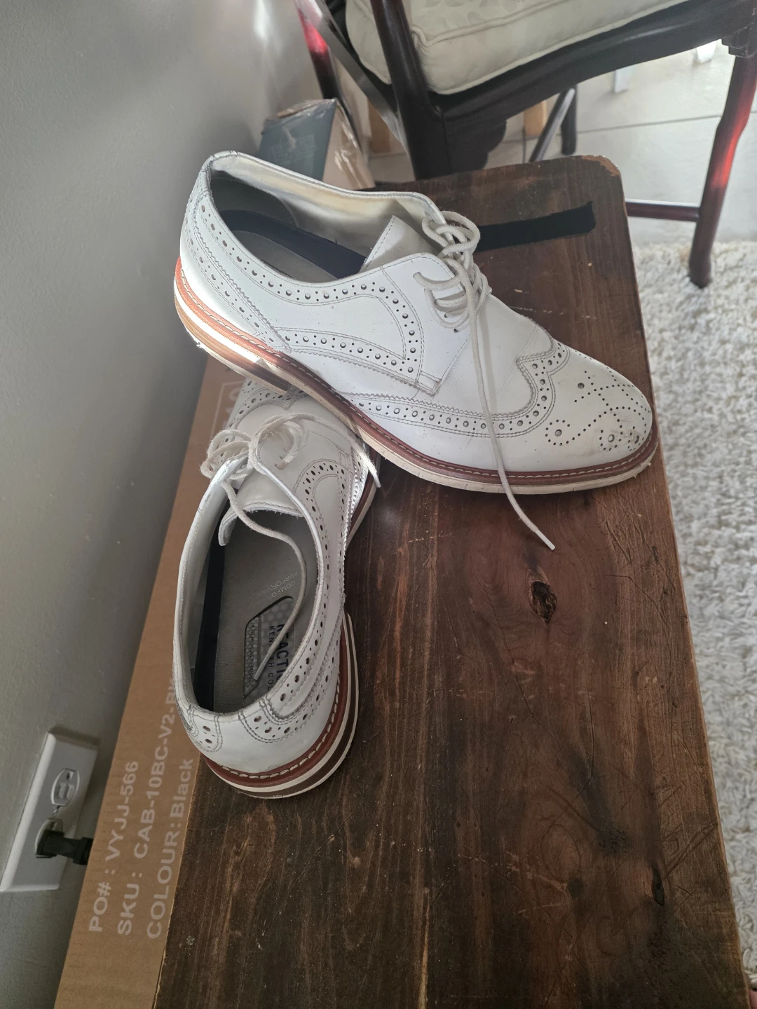Reaction Kenneth Cole White Wingtip Brogue Shoes