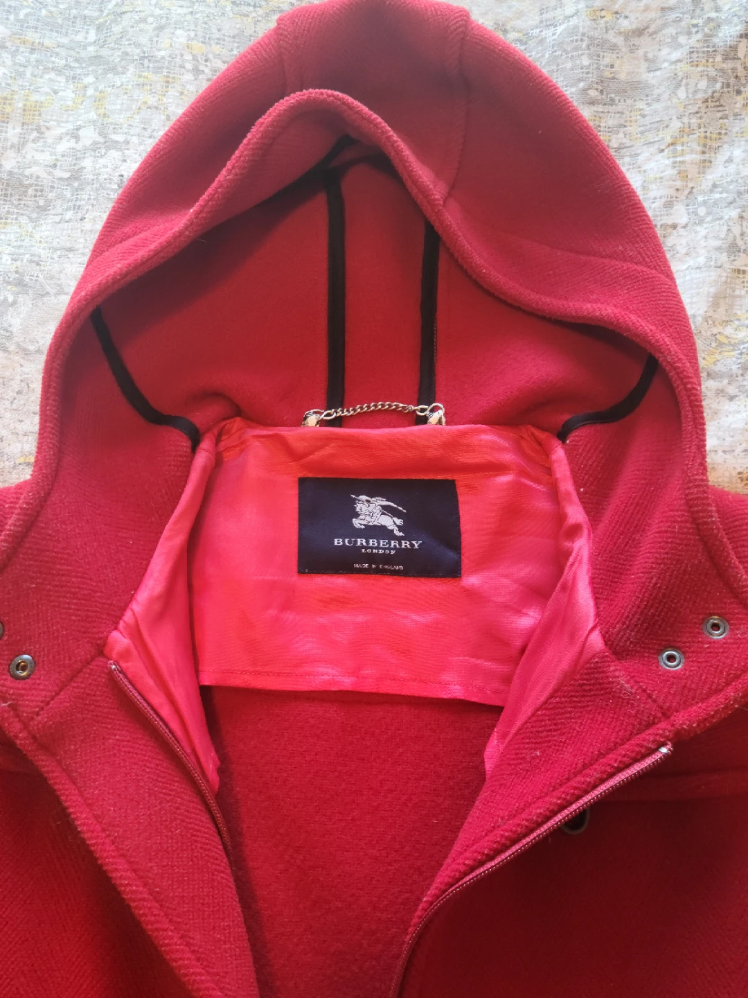 Burberry London Red Wool Duffle Coat