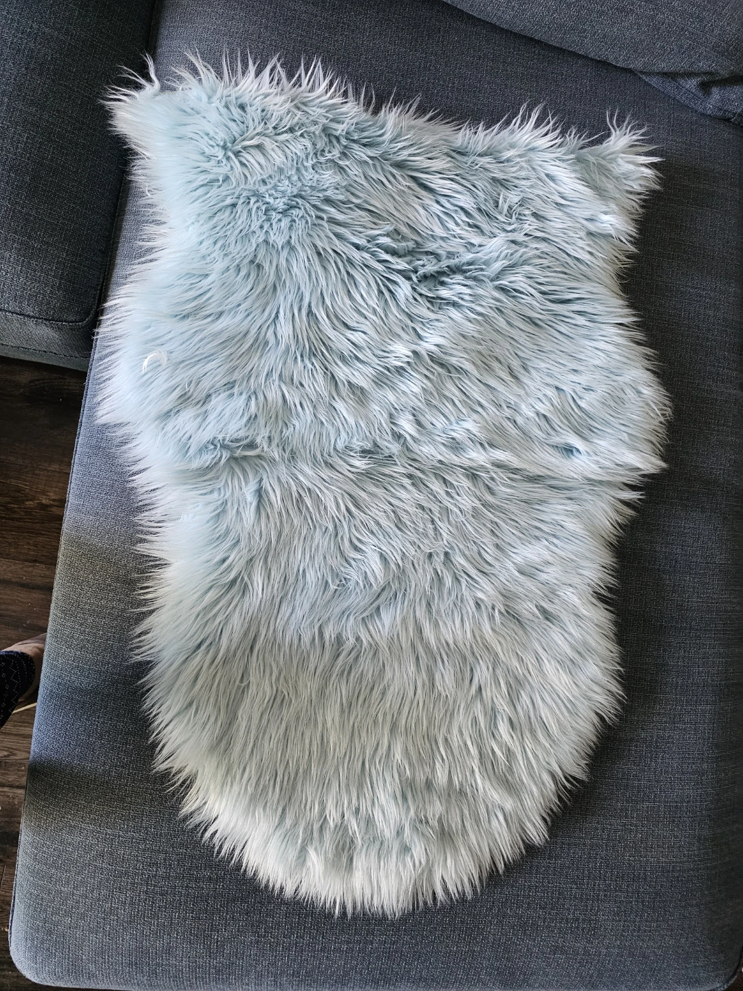 Light Blue Faux Fur Accent Rug