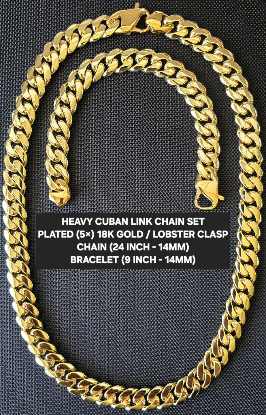 HEAVY CUBAN LINK CHAIN SET (NEW)