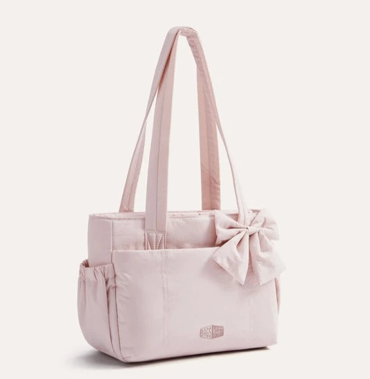 BAGSMART Crush Bow Tote Bag - Baby Pink