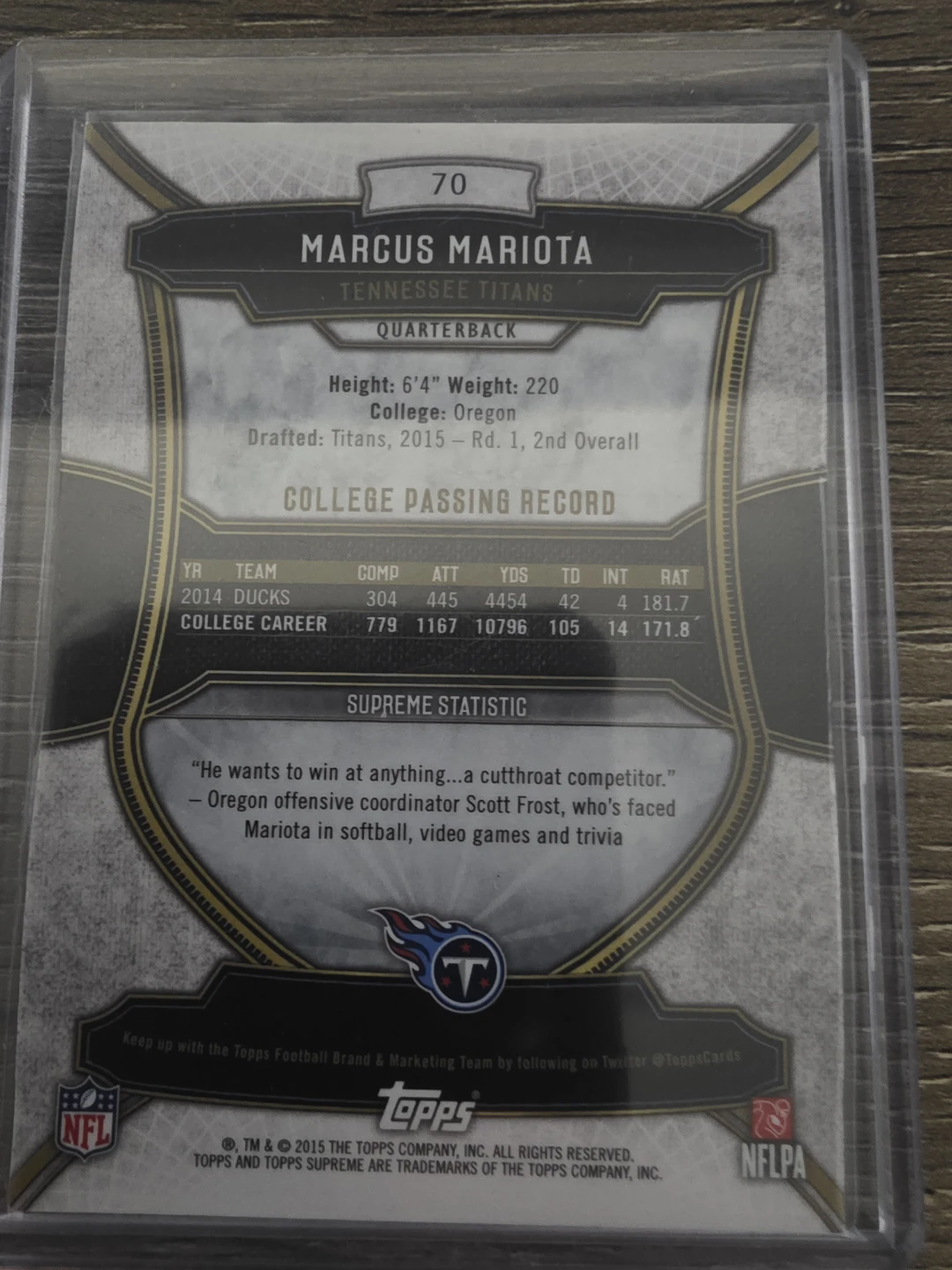 Marcus Mariota 2015 Supreme Rookie Card 49/50 - photo 2