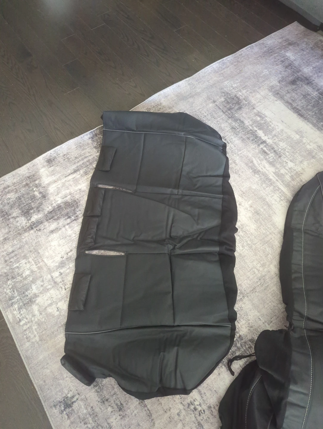 Black Faux Leather Car Seat Covers for front and back - photo 3