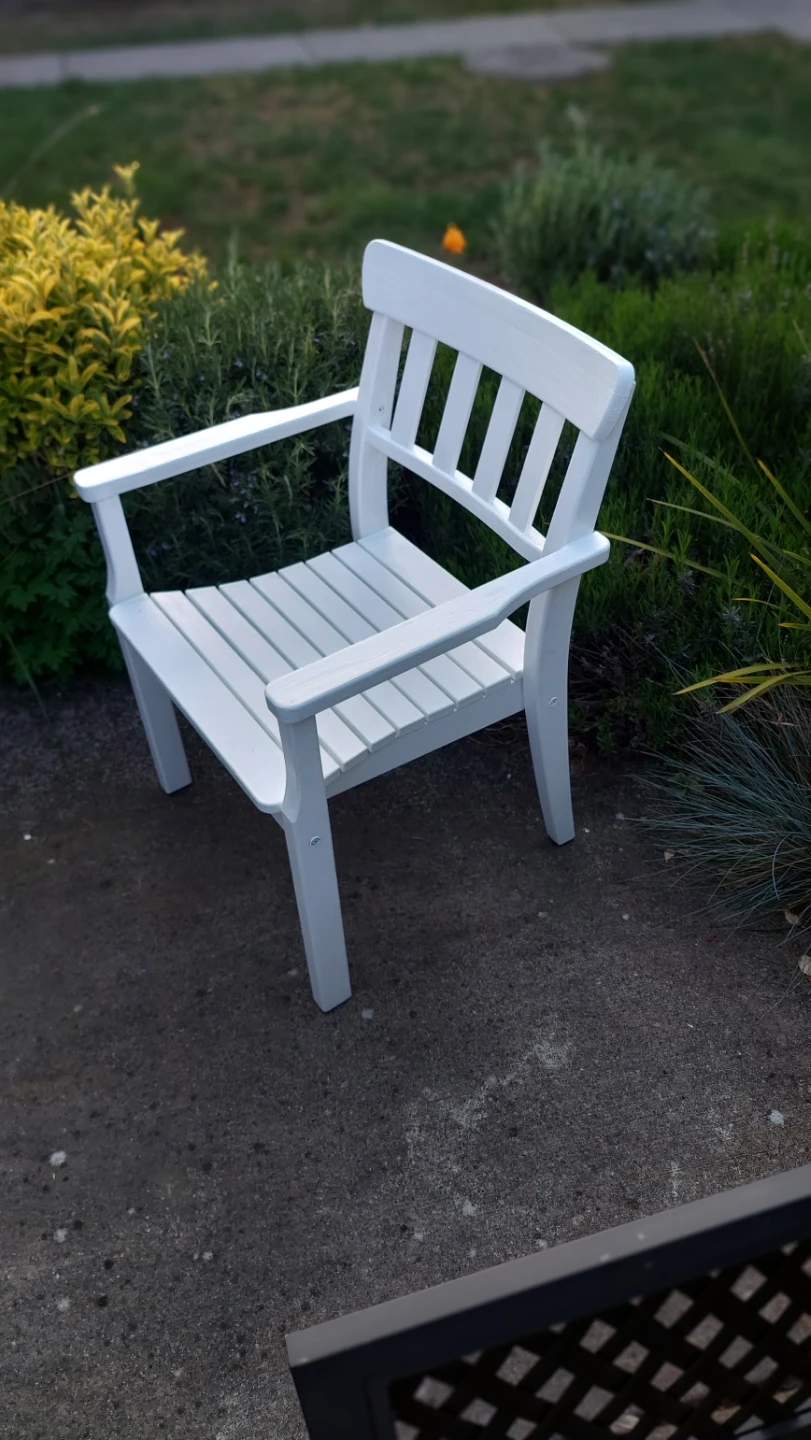 White Outdoor Patio Wood Chair - photo 2