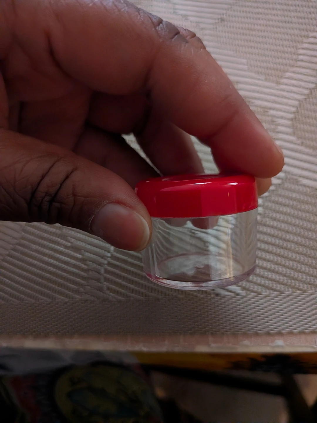 Small Clear Jar with Red Lid - photo 2