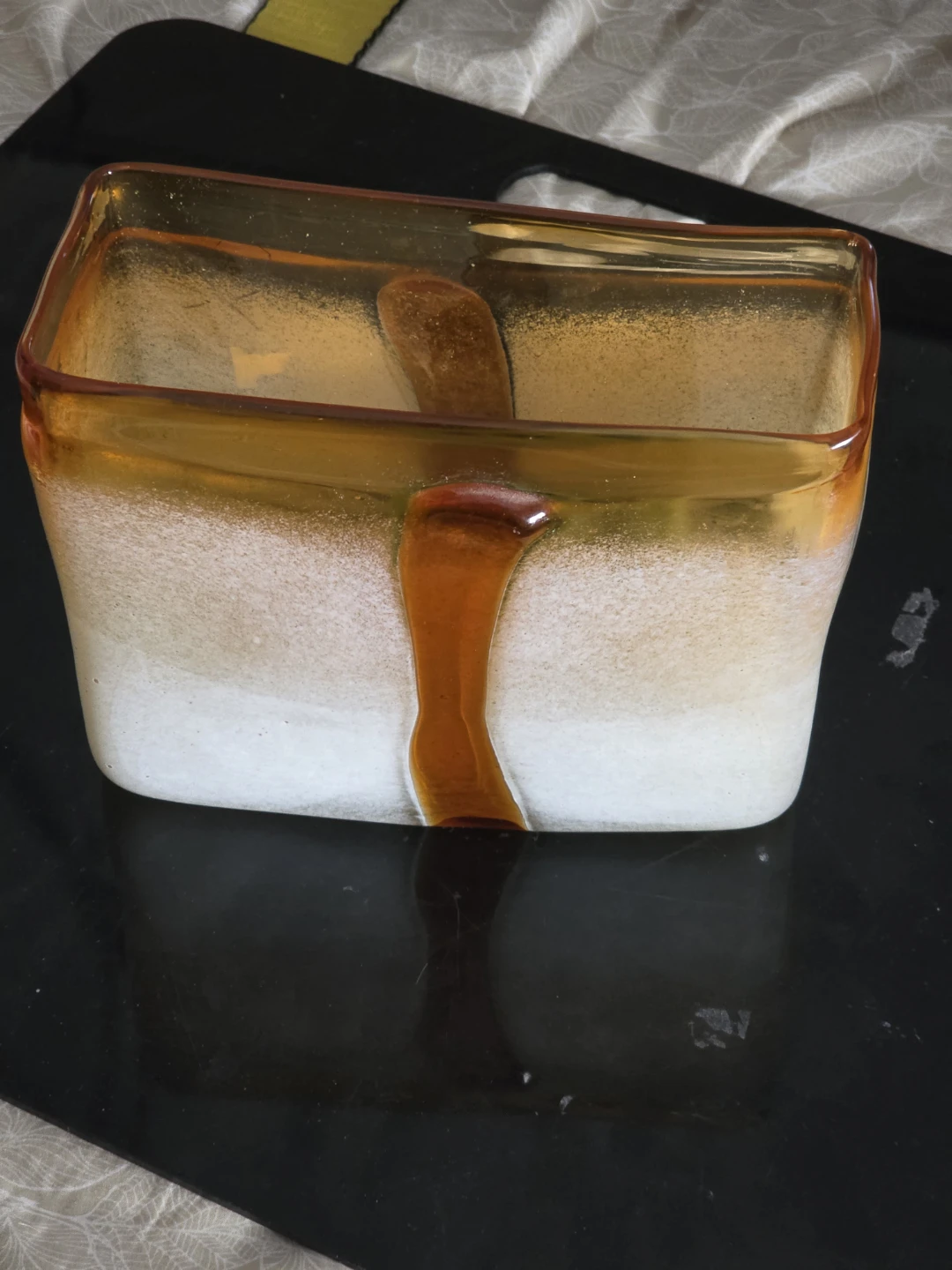 Orange and White Swirl Glass Vase