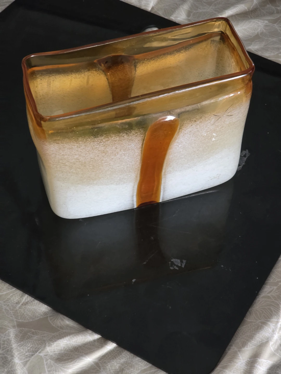 Orange and White Swirl Glass Vase - photo 2