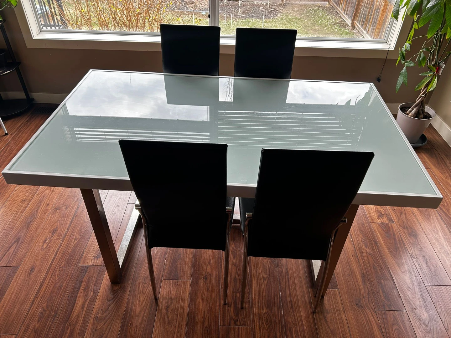 Glass Top Dining Table with 4 Black Chairs - photo 4