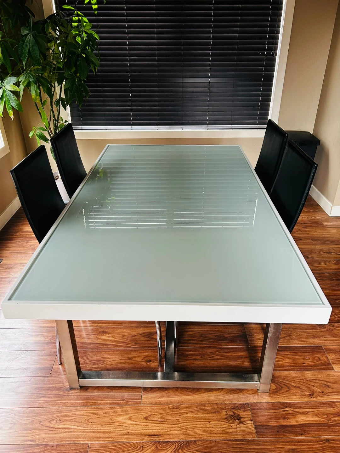 Glass Top Dining Table with 4 Black Chairs - photo 5