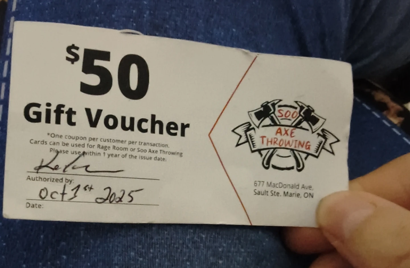 $50 Soo Axe Throwing Gift Voucher