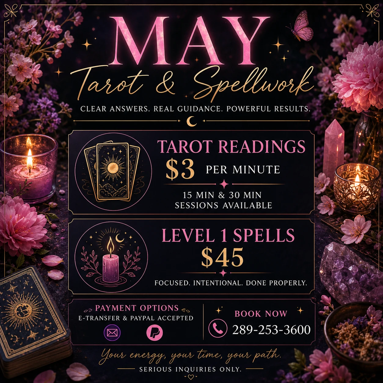 May Tarot Readings & Level 1 Spells