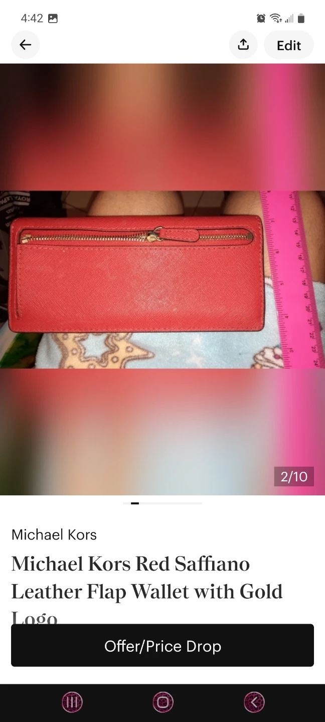 Michael Kors Red Saffiano Leather Flap Wallet - photo 2