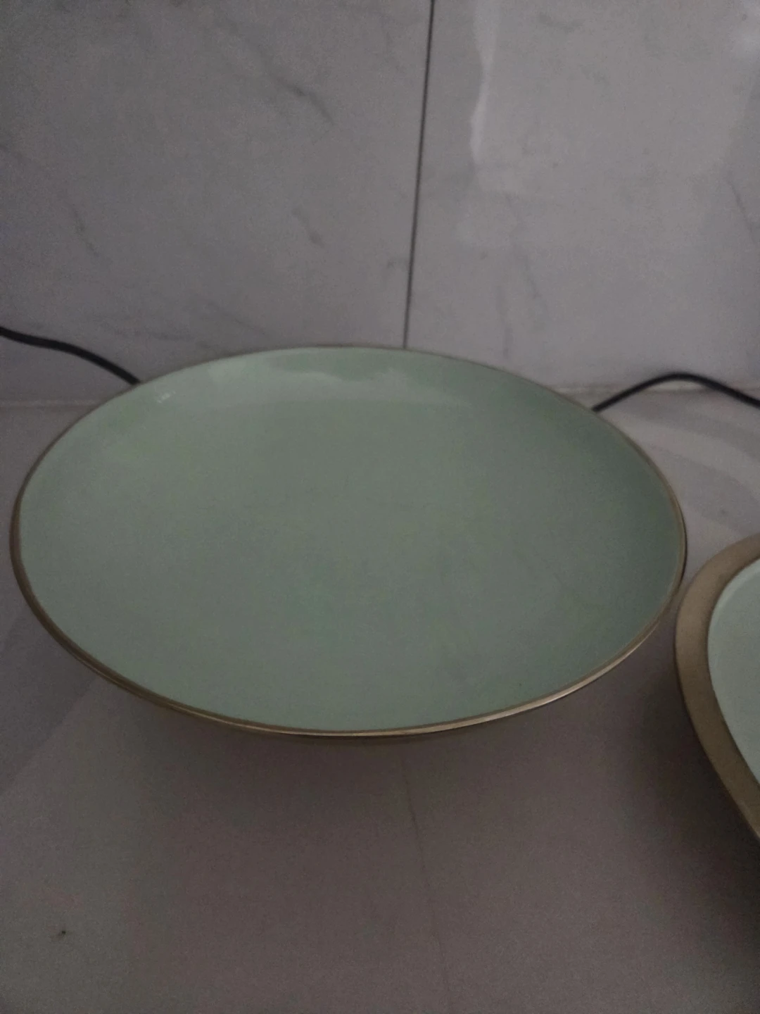 Mint green and gold serving plate/cake stand - photo 4