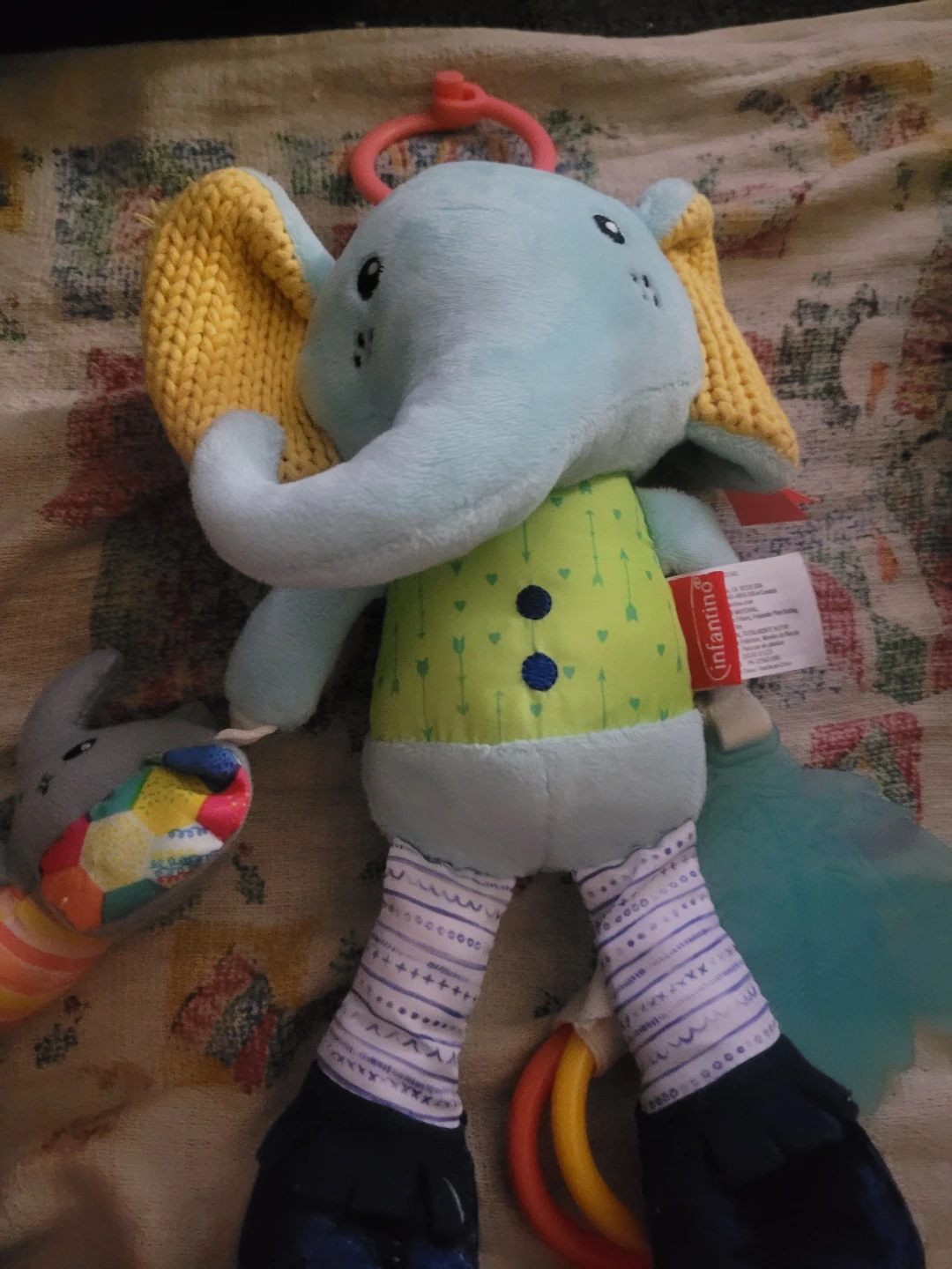 Infantino Go Gaga Playtime Pal elephant plush activity toy.
