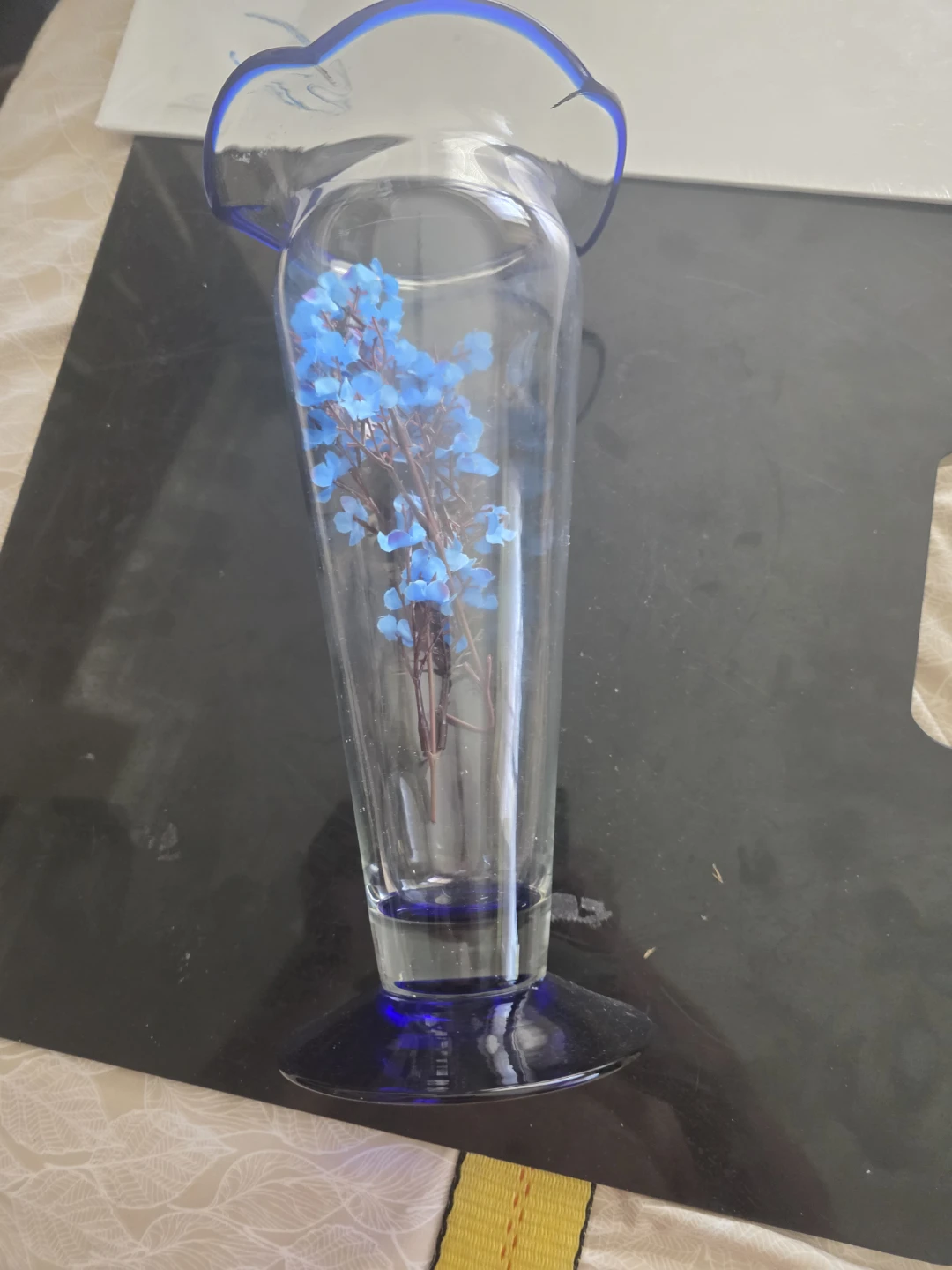 Glass Vase with Blue Floral Accent - photo 4
