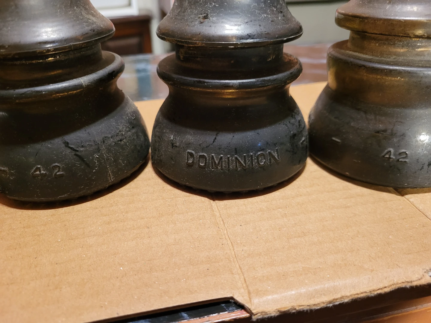 Set of 3 Vintage Dominion Glass Insulators - photo 4