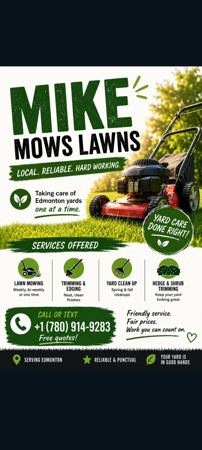 Offering Biweekly-Weekly mowing, cleanups, ect.