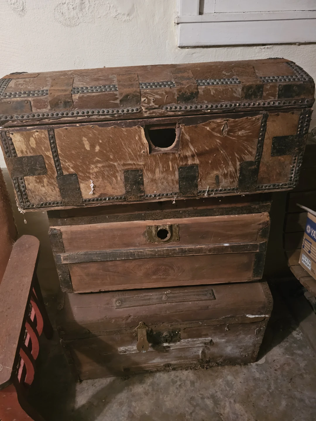 Antique Steamer Trunk Chests - Set of 3