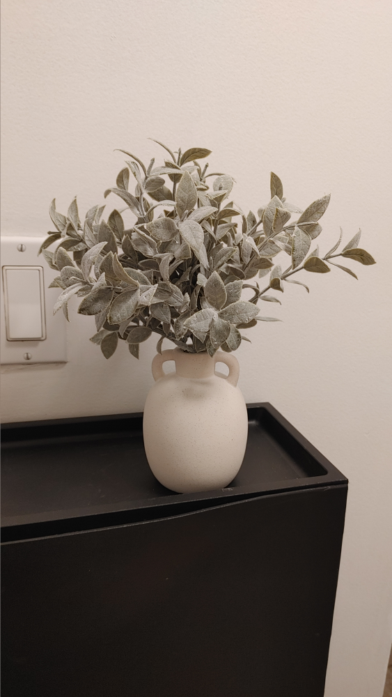 Small Ceramic Vase with Faux Greenery