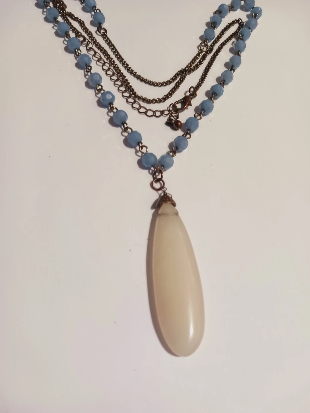 Genuine Stone Drop Pendant with Blue Gemstone Necklace - photo 5