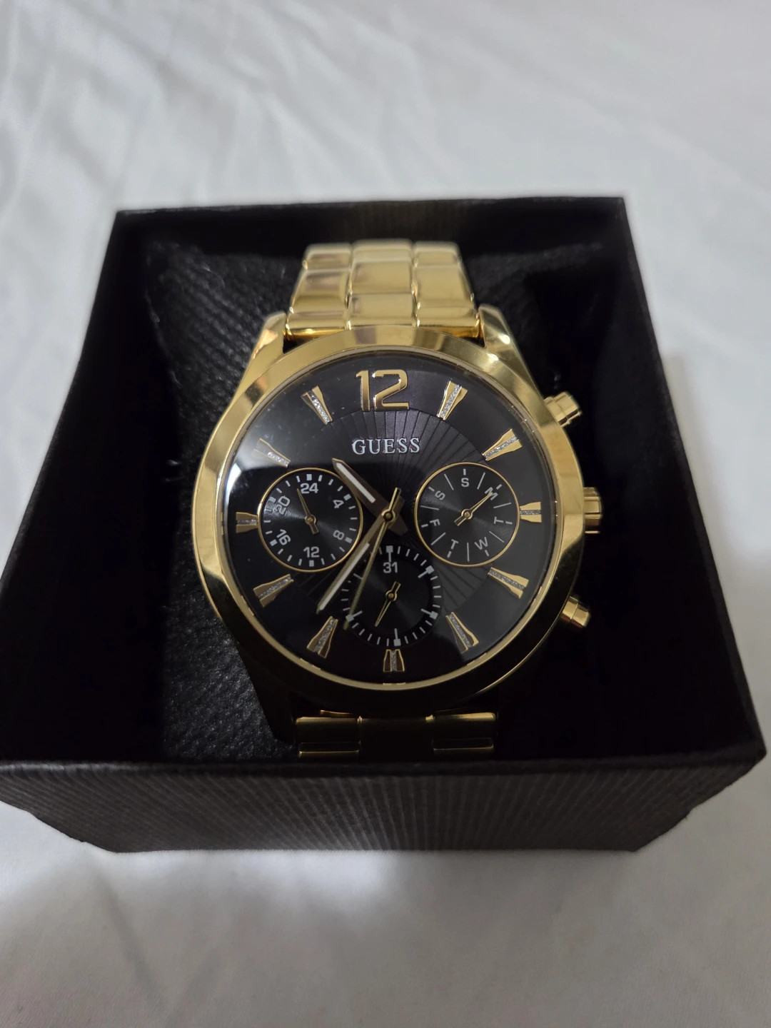 Gold and Black Guess Chronograph Watch