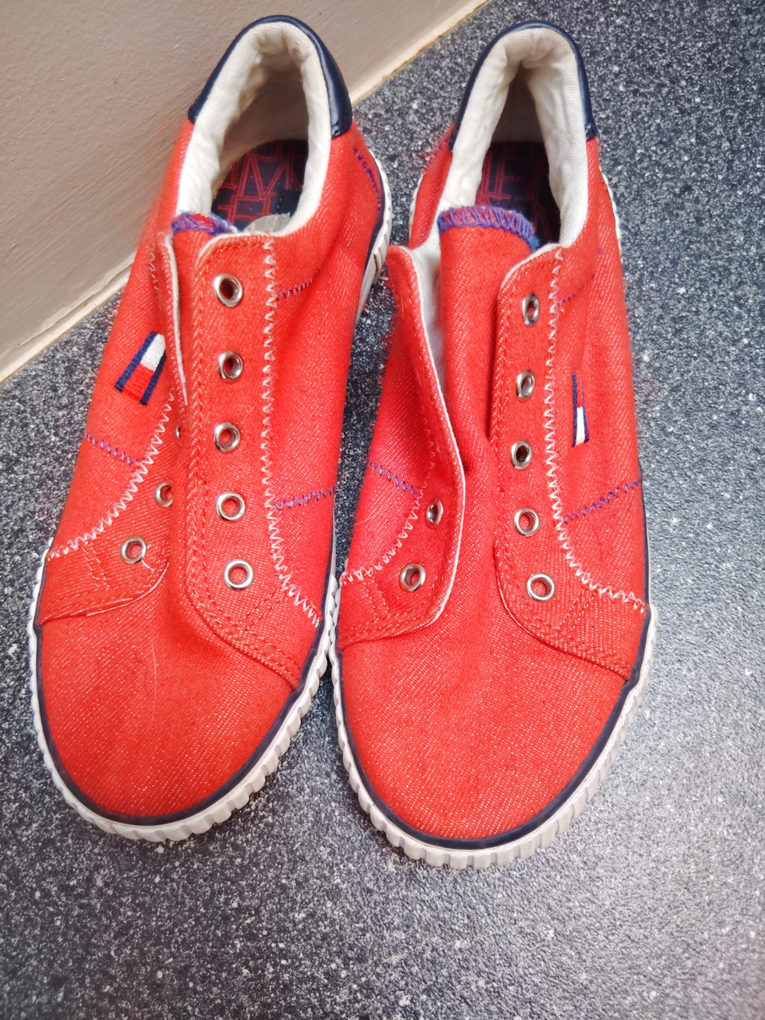 Tommy Hilfiger Red Canvas Lace-Up Shoes Size 6.5