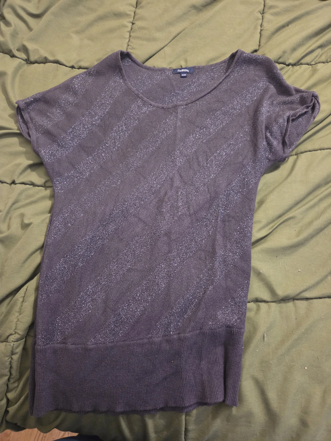 Peppermay Women's Grey Sparkle Stripe Sweater