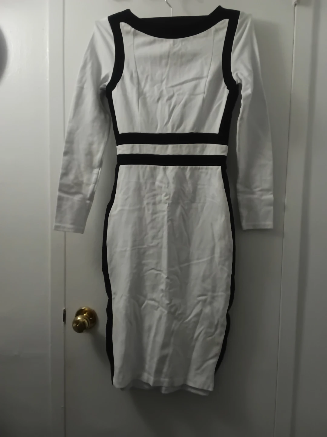 White and Black Long Sleeve Dress