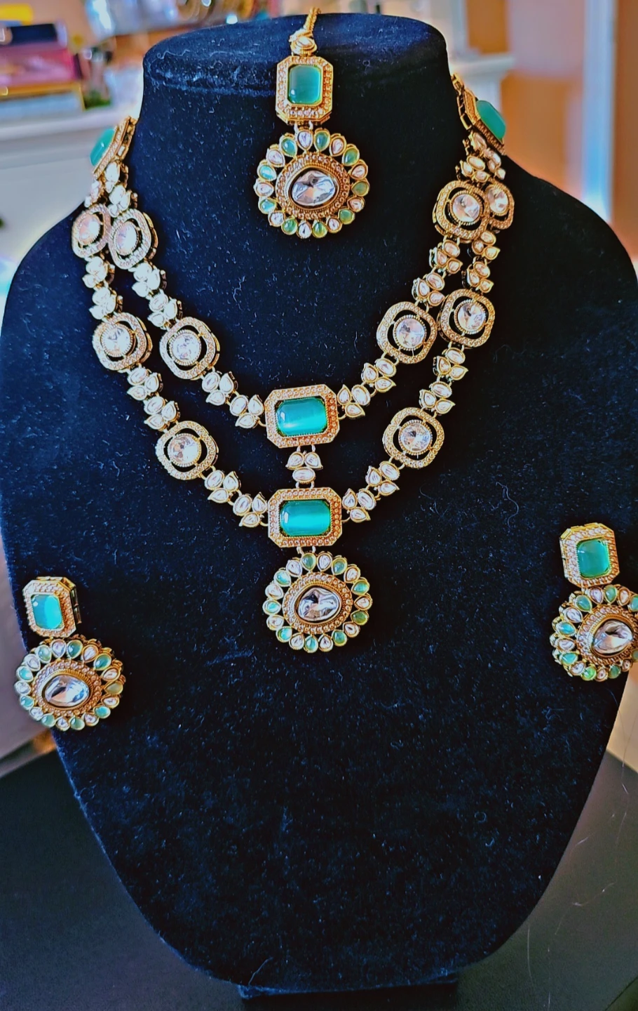 Mint doublet Necklace and Earring Set