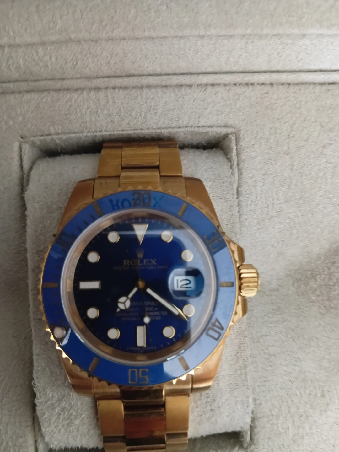Rolex Submariner Date Watch - Gold/Blue